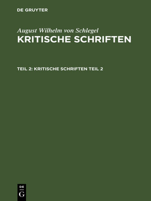 cover image of August Wilhelm von Schlegel